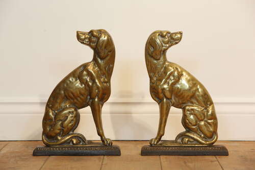 Brass Hunting Dog Doorstops English 19th Century