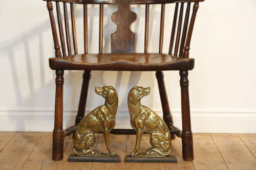 Brass Hunting Dog Doorstops English 19th Century