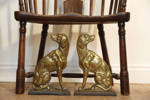 Brass Hunting Dog Doorstops English 19th Century