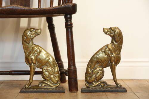 Brass Hunting Dog Doorstops English 19th Century