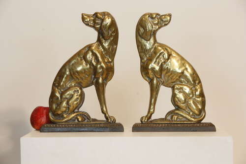 Brass Hunting Dog Doorstops English 19th Century