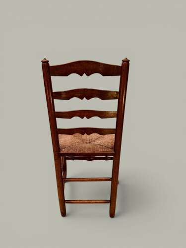 PAIR LADDER BACK SIDE CHAIRS, CABRIOLE LEG, ASH, C1830
