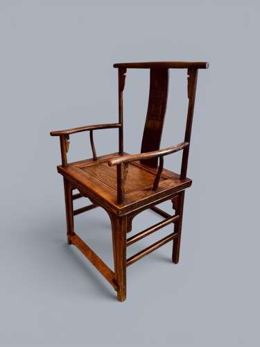 PAIR ELM ARMCHAIRS, CHINESE, C1880
