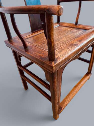 PAIR ELM ARMCHAIRS, CHINESE, C1880