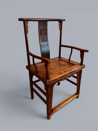 PAIR ELM ARMCHAIRS, CHINESE, C1880