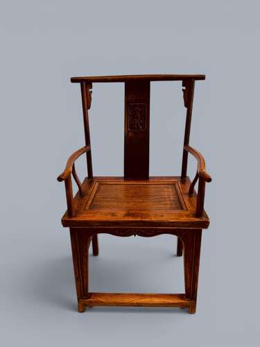 PAIR ELM ARMCHAIRS, CHINESE, C1880