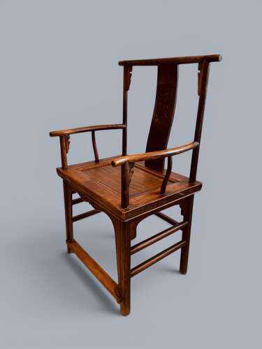PAIR ELM ARMCHAIRS, CHINESE, C1880