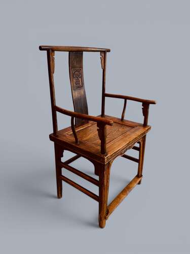 PAIR ELM ARMCHAIRS, CHINESE, C1880
