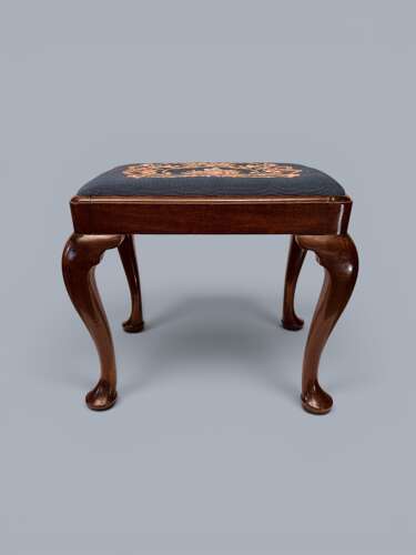 CABRIOLE LEG STOOL, RED WALNUT, C1720
