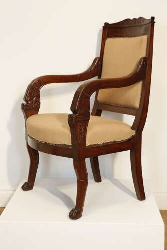 Early 19th Century Smart French Empire Mahogany Side or Desk Chair