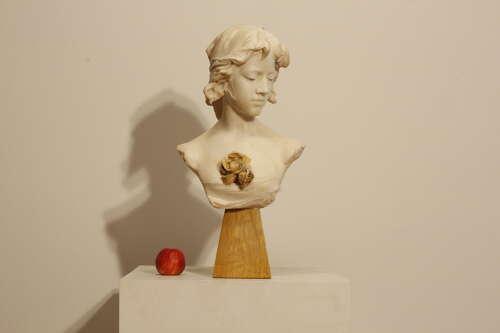 Early 20th Century Italian Carrara Marble Bust of Beautiful Lady by Affortunato Gory