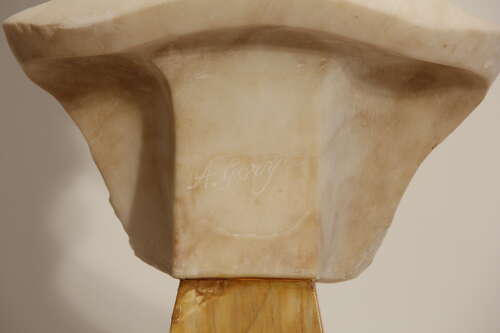 Early 20th Century Italian Carrara Marble Bust of Beautiful Lady by Affortunato Gory