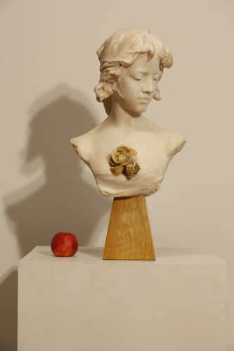 Early 20th Century Italian Carrara Marble Bust of Beautiful Lady by Affortunato Gory