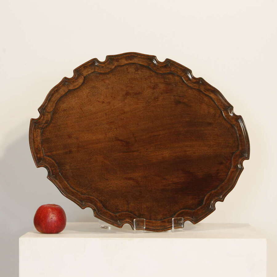 George III Mahogany Oval Pie Crust Antique Tray