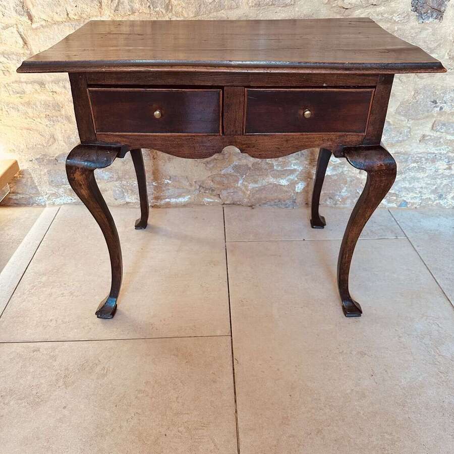 LOW BOY / SIDE TABLE, CABRIOLE LEG, BEECH & FRUITWOOD C1750
