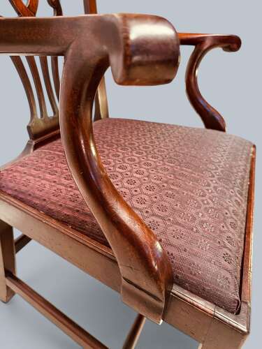 PAIR CHIPPENDALE STYLE ARMCHAIRS, MAHOGANY, C1860