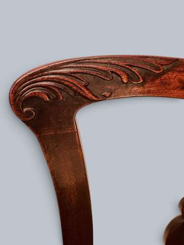 PAIR CHIPPENDALE STYLE ARMCHAIRS, MAHOGANY, C1860