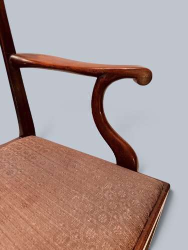PAIR CHIPPENDALE STYLE ARMCHAIRS, MAHOGANY, C1860