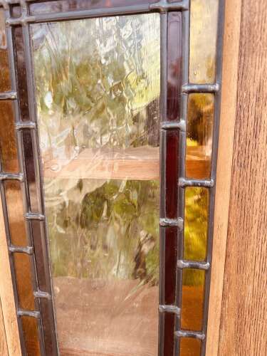 ARTS & CRAFTS GLAZED WALL CUPBOARD, OAK, C1910