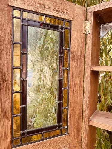 ARTS & CRAFTS GLAZED WALL CUPBOARD, OAK, C1910