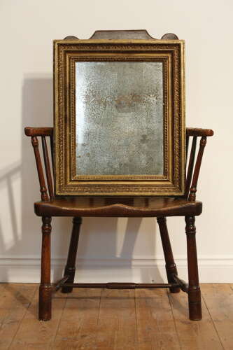 19th Century French Distressed Giltwood Mirror, circa 1870