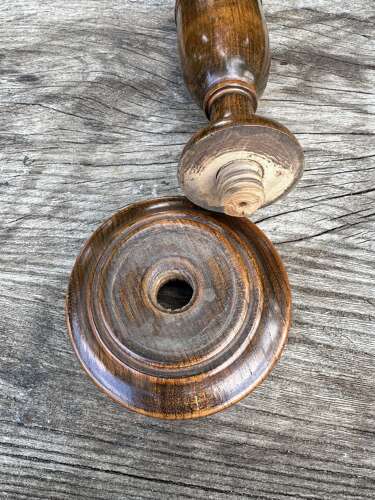 PAIR OF TURNED ASH CANDLESTICKS C1920