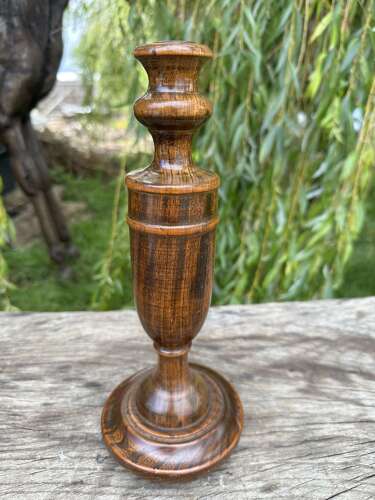 PAIR OF TURNED ASH CANDLESTICKS C1920