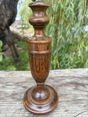 PAIR OF TURNED ASH CANDLESTICKS C1920