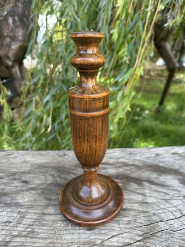 PAIR OF TURNED ASH CANDLESTICKS C1920