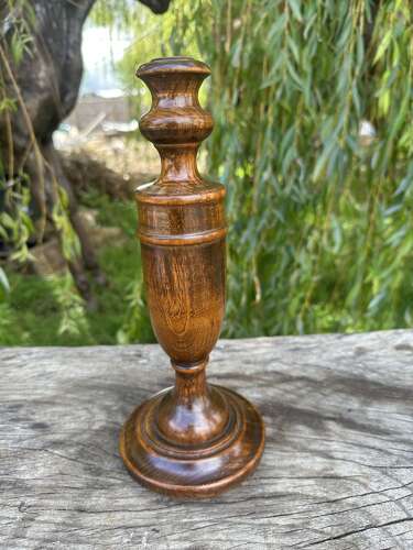 PAIR OF TURNED ASH CANDLESTICKS C1920