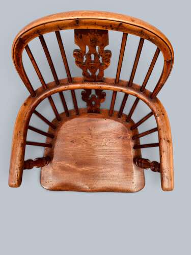 WINDSOR LOW BACK ARMCHAIRS, PAIR IN YEW, GABBITASS STYLE C1840