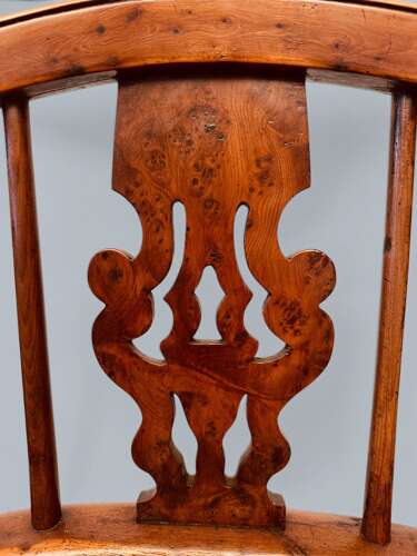 WINDSOR LOW BACK ARMCHAIRS, PAIR IN YEW, GABBITASS STYLE C1840