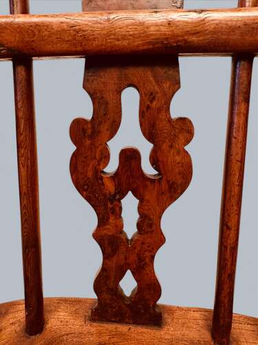 WINDSOR LOW BACK ARMCHAIRS, PAIR IN YEW, GABBITASS STYLE C1840