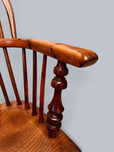 WINDSOR LOW BACK ARMCHAIRS, PAIR IN YEW, GABBITASS STYLE C1840