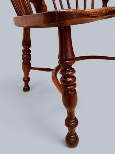 WINDSOR LOW BACK ARMCHAIRS, PAIR IN YEW, GABBITASS STYLE C1840