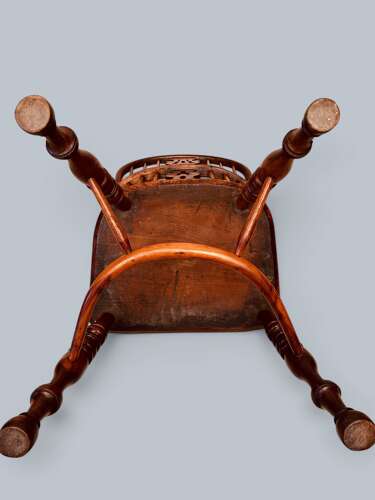 WINDSOR LOW BACK ARMCHAIRS, PAIR IN YEW, GABBITASS STYLE C1840