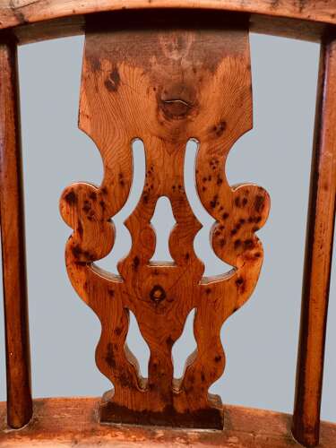 WINDSOR LOW BACK ARMCHAIRS, PAIR IN YEW, GABBITASS STYLE C1840