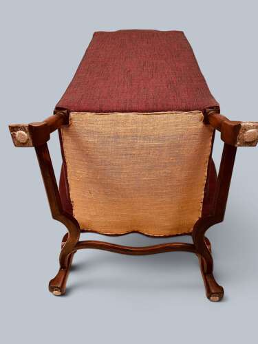 WING CHAIR, QUEEN ANNE STYLE, WALNUT & BEECH FRAME, C1920