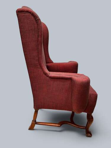 WING CHAIR, QUEEN ANNE STYLE, WALNUT & BEECH FRAME, C1920